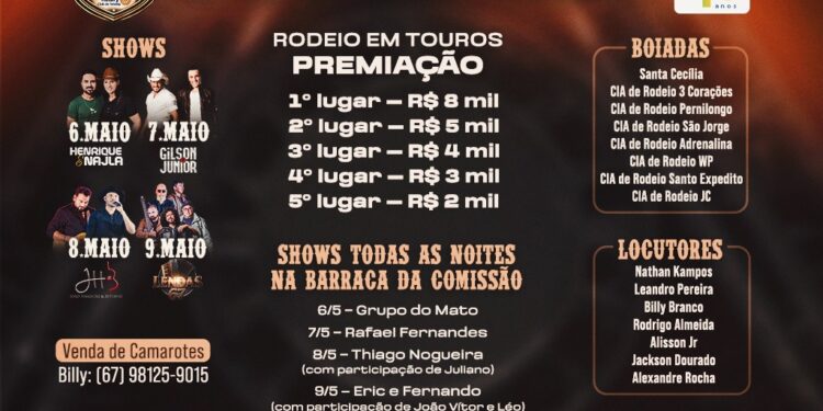 Encontro de Cowboys de Selvíria começa quarta; Confira a programação
