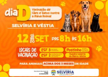 Dia D de vacinação contra a raiva será realizado no dia 12 em Selvíria e Véstia